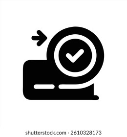 This vector illustration features a check mark symbol integrated into a circular design. It represents task completion and success, suitable for various digital applications.