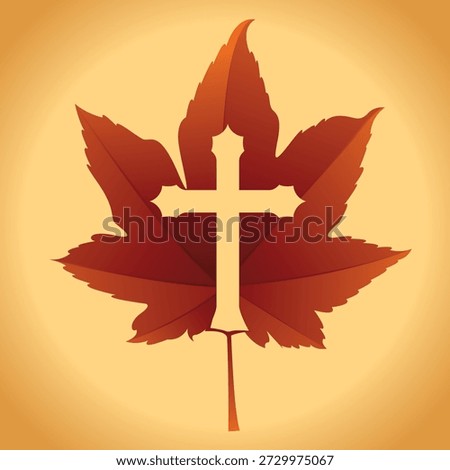 This vector illustration features a Christian cross centered within a red maple leaf, combining the iconic symbol of Christianity with Canada’s national emblem. The design represents faith in a Canadian context and is ideal for church materials, religious projects, or autumn-themed graphics. The image conveys spirituality, community, and national identity through a simple yet meaningful graphic.