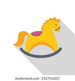 This vector illustration features a classic yellow rocking horse toy, evoking feelings of nostalgia and playful childhood memories