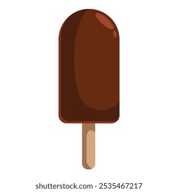 Esta Ilustración vectorial cuenta con una barra de helado de chocolate clásica en un palo de madera, perfecto para proyectos relacionados con el verano, golosinas y postres congelados