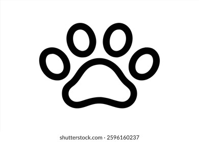 This vector illustration features a clean and bold design of a pet paw print. It showcases five distinct pads, emphasizing a minimalist style suitable for various uses.