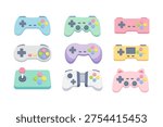 This vector illustration features a collection of colorful game controller icons in various styles. From traditional gamepad controllers to joystick designs, these vibrant, playful controllers are perfect for gaming-themed projects, app design, and marketing campaigns. This image is ideal for use in gaming websites, mobile app interfaces, eSports branding, and promotional materials for gaming products. It conveys a fun and modern aesthetic for gaming enthusiasts and tech-savvy audiences.