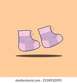 This vector illustration features a cute pair of baby shoes, designed with soft colors and playful details. Perfect for baby shower invitations, greeting cards, nursery decor, or children's clothing