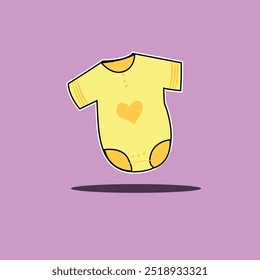 This vector illustration features a cute baby onesie with soft colors, perfect for baby shower invitations, greeting cards, nursery decorations, or children's clothing design projects. Ideal for playf