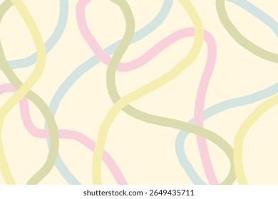 Esta ilustração vetorial apresenta um delicado padrão abstrato em tons pastel de linhas entrelaçadas. conexão, fluxo e energia suave. Ideal para atenção plena, bem-estar ou visual de marca feminina.