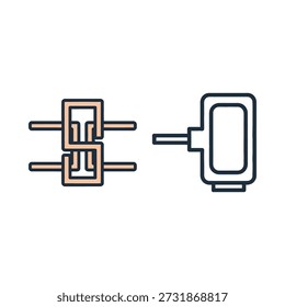 Esta Ilustración vectorial presenta una representación detallada de los componentes eléctricos, incluyendo un relé y una válvula solenoide. El diseño es limpio y preciso, adecuado para aplicaciones técnicas e industriales.