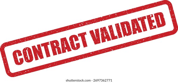 This vector illustration features a distressed rubber stamp with "CONTRACT VALIDATED," perfect for confirming legal agreements or official records.