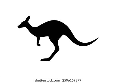 This vector illustration features a dynamic silhouette of a kangaroo in mid jump. The design captures the animals distinct posture against a plain background, emphasizing its agility.