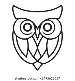 This vector illustration features an elegant line art owl logo. Ideal for branding, nature, and wildlife themes, it's perfect for design projects, websites, and print materials