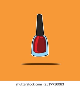This vector illustration features an elegant nail polish bottle with a glossy finish and a chic brush applicator. Perfect for beauty and fashion project