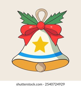 This vector illustration features a festive Christmas bell on a solid background. Perfect for holiday designs, it captures the essence of the season, adding a charming touch to your festive projects.