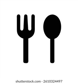 This vector illustration features a fork and spoon in a simple design. Ideal for representing dining, cooking, or food related content in various media and projects.