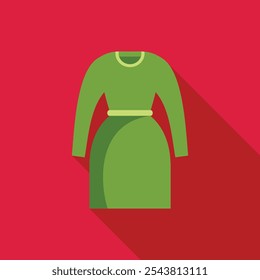 This vector illustration features a green dress, symbolizing style and fashion trends