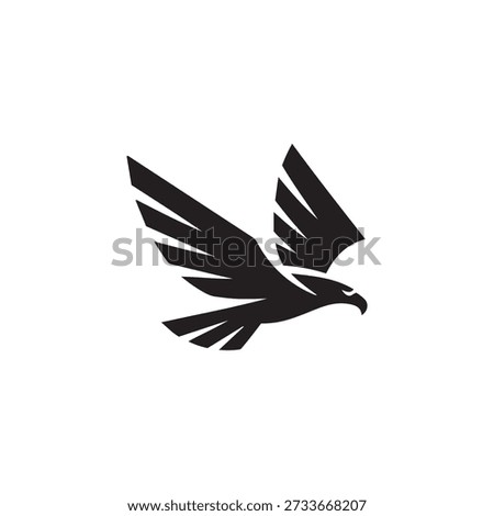 This vector illustration features a majestic black eagle soaring through the sky. The detailed design captures the bird's powerful wings and sharp, focused gaze, making it perfect for branding, logos, and design projects. Ideal for nature enthusiasts and those seeking a striking visual element.