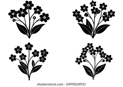 This vector illustration features a minimalist silhouette of a black flower, showcasing clean lines and a bold, monochromatic design perfect for various creative projects, from logos to posters.