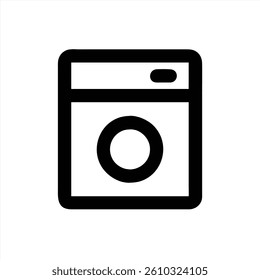 This vector illustration features a minimalist design of a washing machine from the front. The illustration utilizes clean lines and a modern aesthetic, perfect for home design projects.