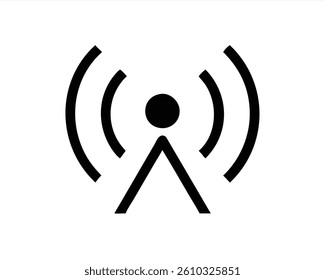 This vector illustration features a minimalist design showcasing a person symbol surrounded by radiating wireless signal waves, emphasizing connectivity and communication.
