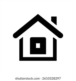 This vector illustration features a minimalist house design with a square window and a chimney. The style is clean and modern, suitable for various design applications.
