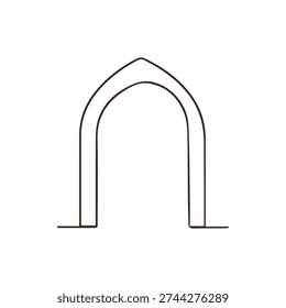 This vector illustration features a minimalist outline of a Gothic arch. Its clean lines make it ideal for architectural themes, logos, and web design.