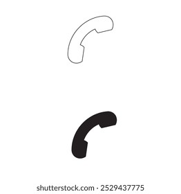 Esta ilustração vetorial apresenta um ícone de telefone minimalista com design clássico do aparelho.Perfeito para representar a comunicação, o serviço ao cliente, o suporte, informações de contato em sites, aplicativo móvel