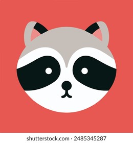 This vector illustration features a portrait of an innocent cute Raccoon.