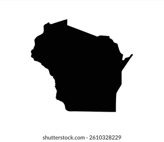 This vector illustration features a silhouette of Wisconsin state, showcasing its distinct borders and shape. It can be used for educational purposes or design projects.
