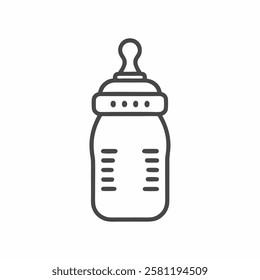 This vector illustration features a simple yet charming baby bottle design, showcasing its structure and essential details. Ideal for projects related to parenting, childhood, or caregiving.