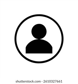 This vector illustration features a simple black silhouette of a person inside a circular border, conveying a minimalist design. Suitable for various graphic applications.