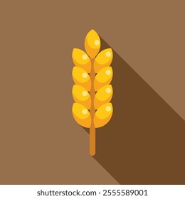 This vector illustration features a single stalk of wheat, a symbol of agriculture and the source of grain for essential foods