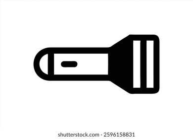 This vector illustration features a sleek flashlight designed with clear lines and a minimalist style. It showcases the essential elements of a practical and portable lighting tool.