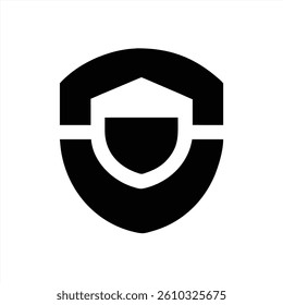 This vector illustration features a sleek black shield symbol with a central emblem, conveying concepts of safety and defense. It is suitable for branding and security themes.