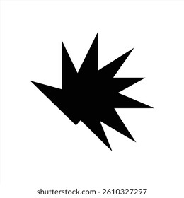 This vector illustration features a striking black geometric figure with sharp spikes radiating outward. It creates a sense of movement and energy, suitable for modern design projects.