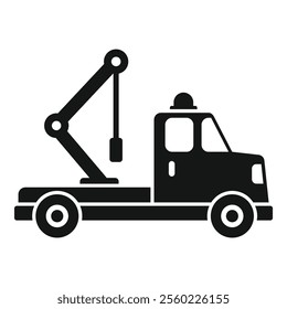 This vector illustration features a tow truck using its hydraulic arm crane, ready to assist motorists with roadside emergencies