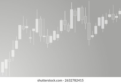 This vector illustration features a trading chart with varying candlestick patterns on a minimalistic background. It represents market trends used in financial analysis and decision-making