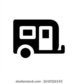 This vector illustration features a travel trailer highlighted in a minimalistic design. Perfect for representing camping, road trips, and outdoor activities during any season.