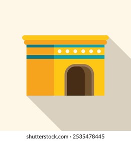 Esta Ilustración vectorial cuenta con una fachada de arco triunfal que muestra la antigua arquitectura romana en un estilo de diseño plano