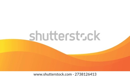 This vector illustration features a vibrant orange and yellow gradient design composed of layered, fluid, abstract waves creating a dynamic footer element with ample white copy space for text.