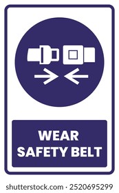 Esta ilustração vetorial apresenta um "Cinto de Segurança de Desgaste" e um sinal de segurança de EPI (Equipamento de Proteção Pessoal) projetado para conscientização de segurança no local de trabalho ou na estrada. Ideal para uso em cartazes, manual de instruções