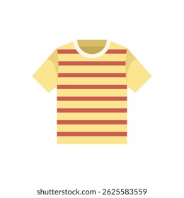 This vector illustration features a yellow t shirt with horizontal stripes, perfect for representing casual wear