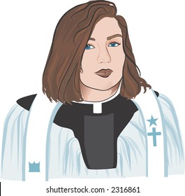 This vector illustration is of a female pastor/priest. She is a bold and confidant woman. The illustration is layered and easy to edit.