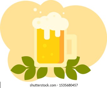 This is vector illustration in flat style. Beer festival. Beer mug. Could be used for holidays, postcards, banners, flyers, etc.