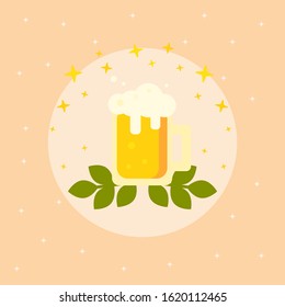 This is vector illustration in flat style. Beer festival. Beer mug. Could be used for holidays, postcards, banners, flyers, etc.