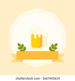 This is vector illustration in flat style. Beer festival card. Beer mug and tape. Could be used for holidays, postcards, banners, flyers, etc.