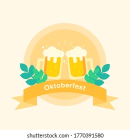 This is a vector illustration in flat style. Beer festival. Beer mug. It could be used for holidays, postcards, banners, flyers, International beer day, Oktoberfest.