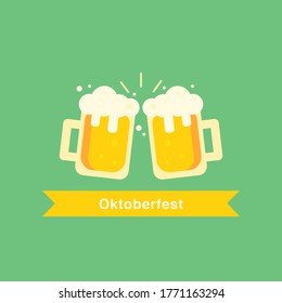 This is a vector illustration in flat style. Beer festival. Beer mug. It could be used for holidays, postcards, banners, flyers, International beer day, Oktoberfest.
