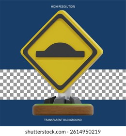 This is a vector illustration of a generic speed bump road sign, a simple visual warning for drivers, suitable for use in traffic safety related designs.