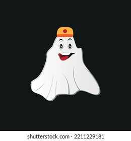 This is a vector illustration of a ghost with a job type character. These vector images can be used as icons, stickers, emoticons and more. vector image created using simple design