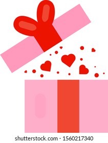 This is vector illustration. Gift box and hearts.