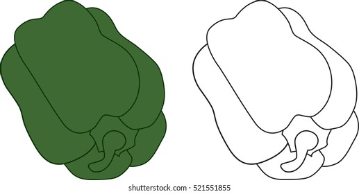 This is a vector illustration of a green bell pepper.