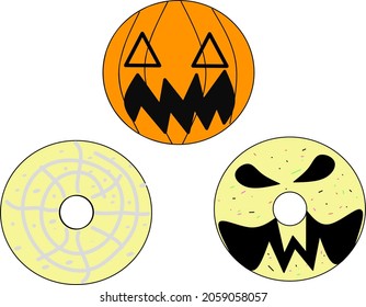 This is a vector illustration of Halloween special donuts